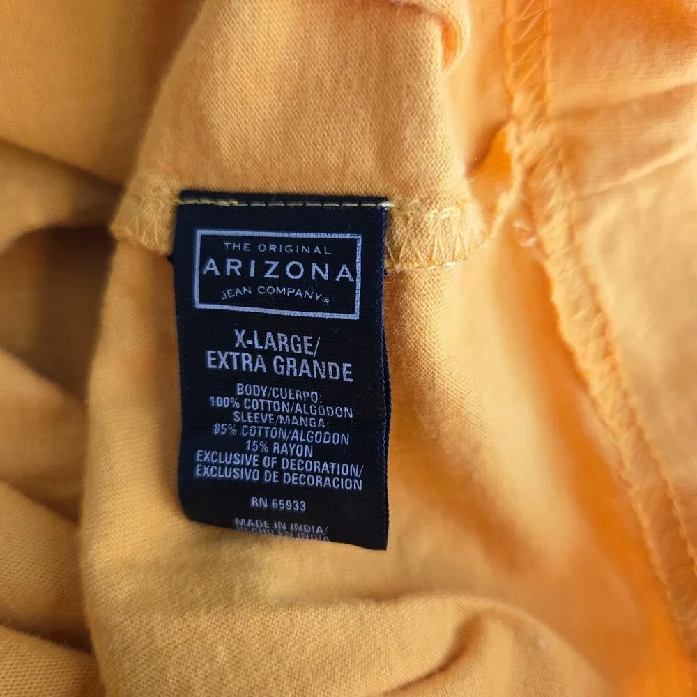 Arizona jeans co junior XL 18 20 waffle long sleeve mock layered yellow tiger